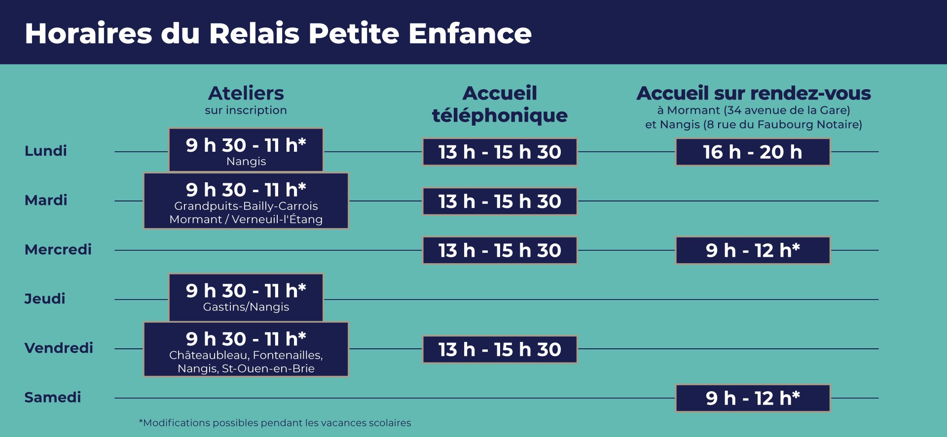 Horaires du RAM - 2025