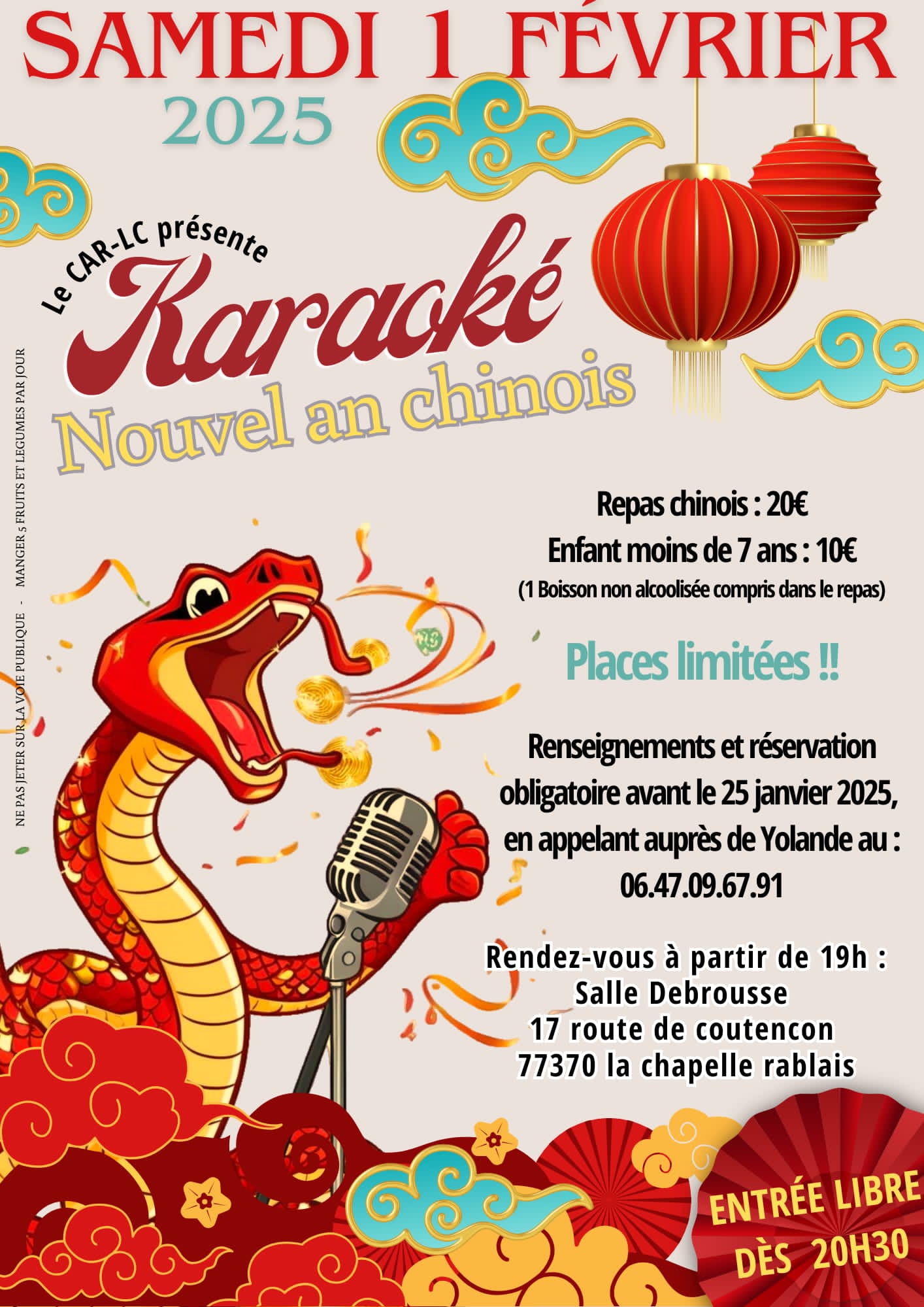 Affiche Soirée Karaoké - La Chapelle-Rablais