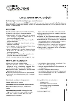 Fiche de poste : Directeur financier (h/f)