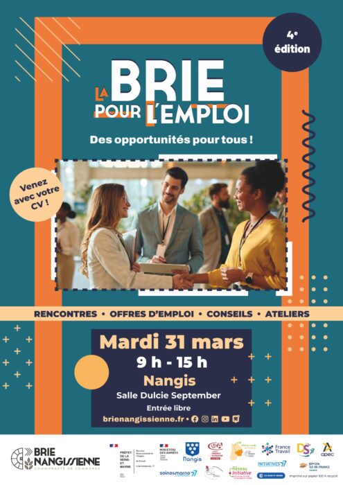 Affiche de la 4e édition de La Brie pour l'emploi, qui a eu lieu mardi 31 mars 2026 à la salle Dulcie Septembre de Nangis.
